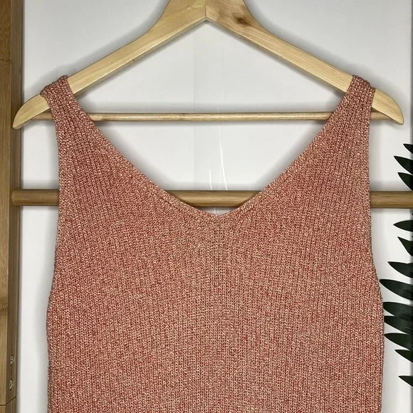 SOLD Country Road Orange Multi Knit Tank Top Size L Sleeveless V Neck Casual - Picture 9 of 13